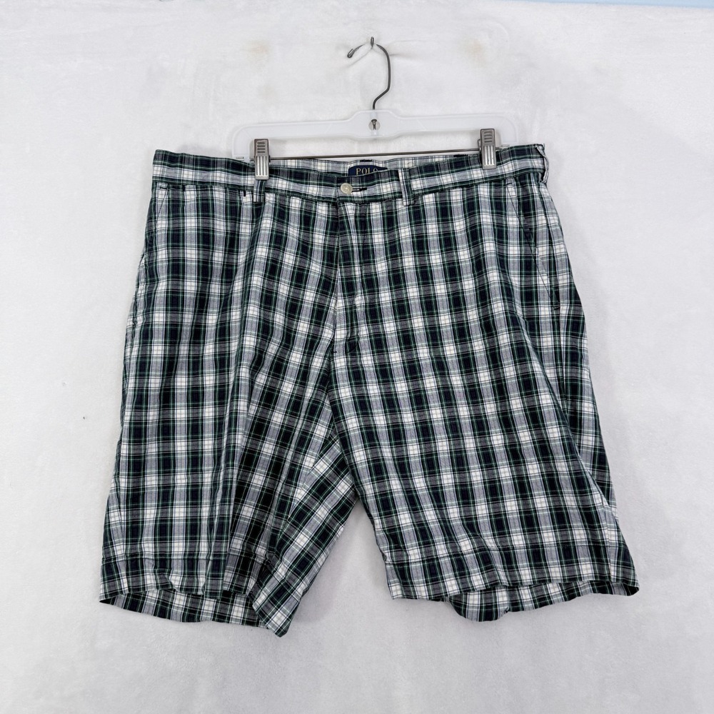Polo Ralph Lauren Shorts Mens 38 Blue Plaid Preppy Casual
